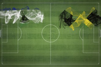 Lesotho vs Jamaica Soccer Match, national colors, national flags, soccer field, football game,