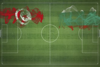 Tunisia vs Bulgaria Soccer Match, national colors, national flags, soccer field, football game,