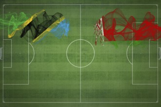 Tanzania vs Belarus Soccer Match, national colors, national flags, soccer field, football game,
