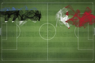 Estonia vs Bahrain Soccer Match, national colors, national flags, soccer field, football game,