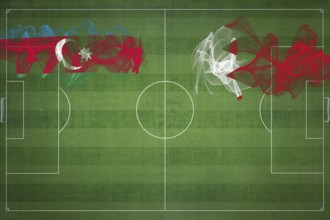 Azerbaijan vs Bahrain Soccer Match, national colors, national flags, soccer field, football game,