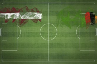Latvia vs Zambia Soccer Match, national colors, national flags, soccer field, football game,