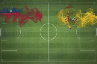 Samoa vs Spain Soccer Match, national colors, national flags, soccer field, football game,