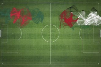 Bangladesh vs Palestine Soccer Match, national colors, national flags, soccer field, football game,
