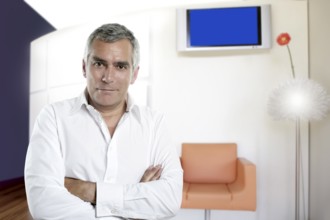 Senior businessman posing in modern office interior