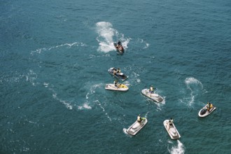 Budva, Montenegro - 07 august 2020: Jet ski on a background of blue water