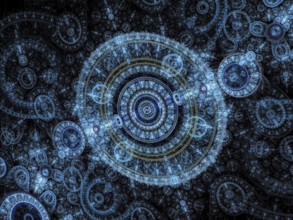 Fractal clock - modern pattern. Sacred geometry abstract background. Computer-generated image foe