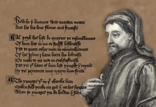 Portrait of Geoffrey Chaucer, ca. 1343 - 1400, part of the Canterbury Tales