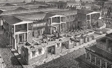 Cross-section of an ancient Roman House, Rome, Italy, Europe