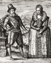 James VI and I, James Charles Stuart, 1566 – 1625, King of England, with his wife Anne of Denmark,
