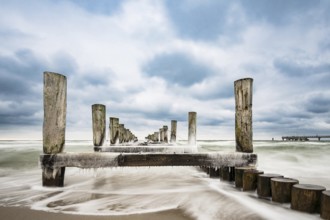 Groyne on the coast of the Baltic Sea in Zingst