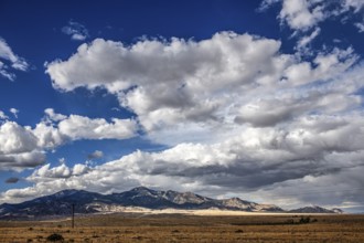 Wild thunderstorm and rain clouds over Great Basin Highway US 93, Baker, Nevada, USA, North America