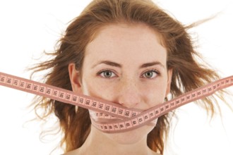 Woman with locked mouth for diet