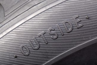 Inscription on the new wheel close-up outside