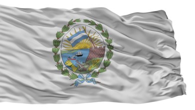 Rosario City Flag, Country Argentina, Isolated On White Background
