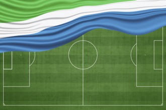 Sierra Leone Flag on Football Field, National Soccer