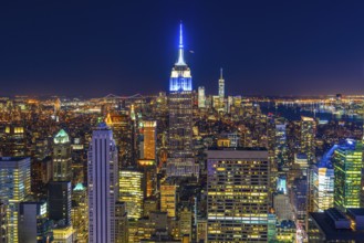 Downtown night view seen from the top of the Rock (Rockefeller Center Observation Deck). Shooting
