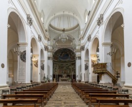 Spoleto, Italy, 25 November, 2022: interior view of the central nave and altar in the Spoleto