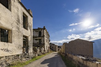 Lost place, abandoned houses and ruins in the ghost village, Gairo Vecchio, Gairo, Ogliastra,
