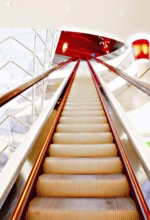 Moving escalator in a modern building