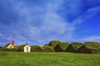 The recreated village - the museum of pioneers - Vikings. The village of ancestors in Iceland.