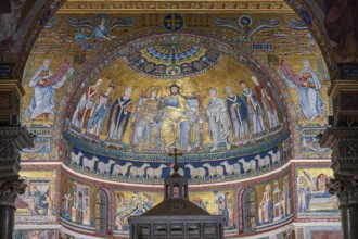 Apse, mosaic with the Coronation of the Virgin, 12th century, work of Pietro Cavallini, The