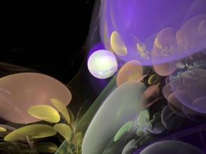 Chaos unusual bubbles - abstract computer-generated 3d illustration with copy space. Fractal art -
