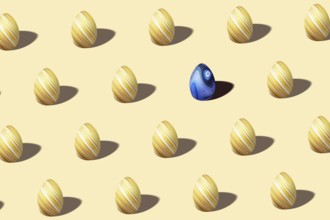 Modern Colorful Easter egg pattern made, yellow and white, Minimal Easter concept