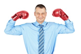 An image of a business man boxing