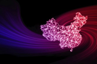 Map of China, Polygonal mesh line map, modern map