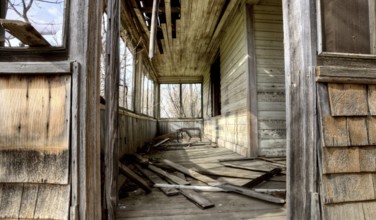 Interior abandoned house prairie Saskatchewan Canada