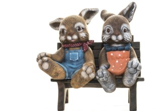 Hand-painted Easter decoration - ceramic Easter bunny, cropped and text free space