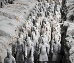 XIAN, CHINA - October 29, 2017: Terracotta Army. Clay soldiers of the Chinese emperor. Sculptures