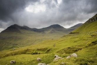 The wild landscape of the Faroe Islands in the North Atlantic