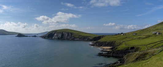 Panorama landscape view of Slea Head and the Dingle Peninsula in County Kerry of western Ireland