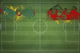 Grenada vs Germany Soccer Match, national colors, national flags, soccer field, football game,