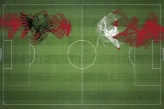 Albania vs Bahrain Soccer Match, national colors, national flags, soccer field, football game,
