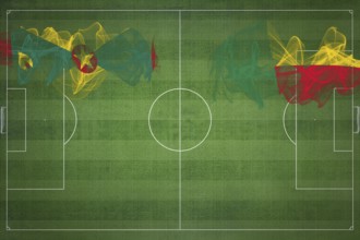 Grenada vs Benin Soccer Match, national colors, national flags, soccer field, football game,