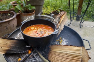 Kettle Gulash is prepared over an open fire!