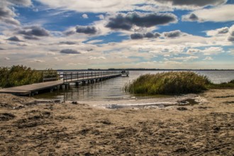 Wooden jetty on the Koppelstrom (Bodden) in Born on the Darß (Fischland-Darss-Zingst peninsula)