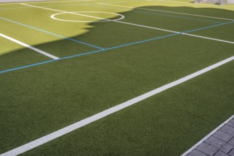 Sports ground with artificial turf, Realschule an der Salzstraße, Kempten, Allgäu, Swabia, Bavaria,
