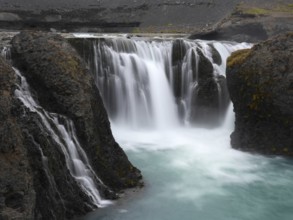 The Sigöldufoss waterfall in the highlands near Landmannalaugar in Iceland