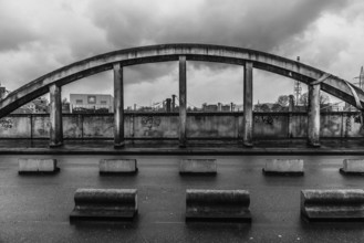 Brussels, Belgium, 03 28 2018: Old Industrial bridge called Leeuwoprit, Rampe du Lion, Albertbridge