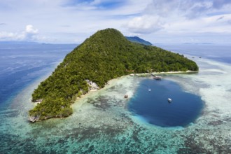 Aerial view Cape Kri, Raja Ampat, West Papua, Indonesia, Asia
