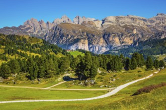 Windy sunny autumn day. Travel to South Tyrol, Dolomites. The concept of extreme and ecological