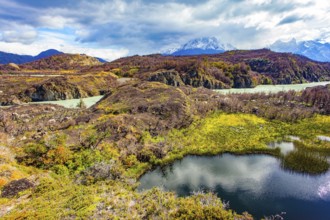 The picturesque River Gray is fed by the glacial melt waters of Lake Gray. Magnificent park Torres