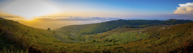 Wide panorama of Serra de Monchique, view over the nature of inland Algarve in Portugal. Foia