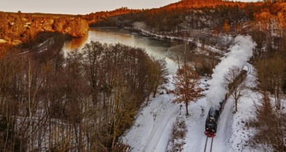 Selketal railway evening light near Güntersberge in the Selketal valley