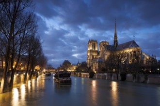 Notre Dame cathedral and Seine river, Paris, France, Europe