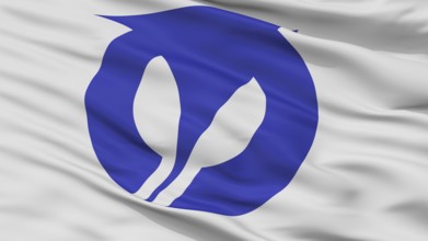 Fukagawa City Flag, Country Japan, Hokkaido Prefecture, Closeup View, 3D Rendering